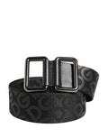 Dolce & Gabbana Black Logo Monogram Silver Metal Buckle Belt