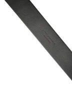 Dolce & Gabbana Black Calf Leather Silver Metal Buckle Belt