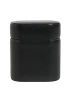 Dolce & Gabbana Black Calf Leather Logo Print Flip Holder Airpods Case