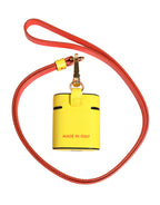 Dolce & Gabbana Yellow Calf Leather Logo Flip Holder Strap Airpods Case