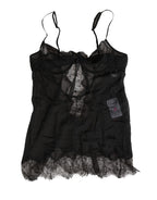 Dolce & Gabbana Black Silk Lace Lingerie Chemise Top Underwear