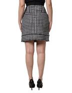 Dolce & Gabbana Black White Houndstooth HighWaist Mini Skirt