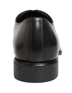 Dolce & Gabbana Black Calfskin Leather Derby Men Dress Shoes