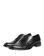 Dolce & Gabbana Black Calfskin Leather Derby Men Dress Shoes