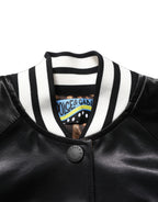 Dolce & Gabbana Black Satin Floral Embroidery Bomber Jacket