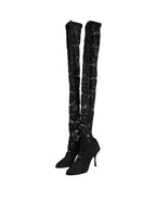 Dolce & Gabbana Black Taormina Lace Socks Boots Pumps Shoes