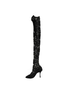 Dolce & Gabbana Black Taormina Lace Socks Boots Pumps Shoes