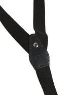 Dolce & Gabbana Black Cotton Leather Elastic Y-back Metal Clips Suspender