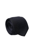 Dolce & Gabbana Dark Blue Solid 100% Silk Adjustable Men Necktie Tie