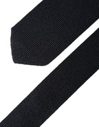 Dolce & Gabbana Dark Blue Solid 100% Silk Adjustable Men Necktie Tie
