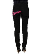 Dolce & Gabbana Black Queen Embroidery PRETTY Denim Jeans