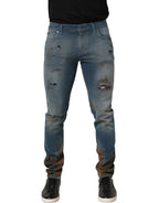 Dolce & Gabbana Blue Distressed Mid Waist Skinny Denim Jeans