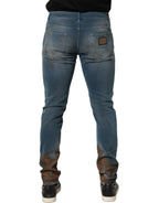 Dolce & Gabbana Blue Distressed Mid Waist Skinny Denim Jeans