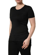 Dolce & Gabbana Black Cotton Round Neck Short Sleeve T-shirt