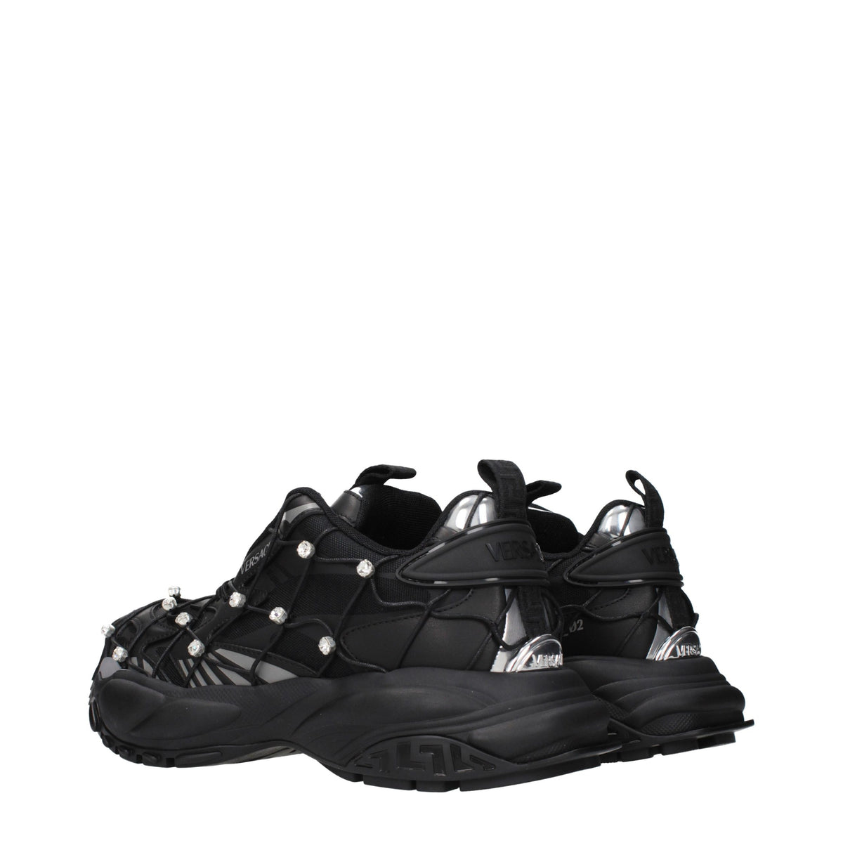 Versace Black Fabric Chunky Sneakers