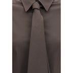 Brunello Cucinelli Brown Cotton Dress Shirt