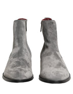 Dolce & Gabbana Gray Suede Leather Chelsea Boots Shoes