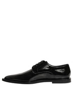 Dolce & Gabbana Black Leather Men Derby Dress Formal Shoes
