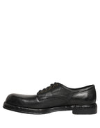 Dolce & Gabbana Black Leather Lace Up Derby Dress Men Shoes