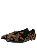 Dolce & Gabbana Black Floral Jacquard Dress Loafers Shoes
