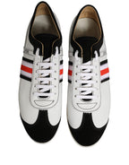 Dolce & Gabbana Black White Leather Suede Low Top Sneakers Shoes