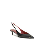 Valentino Garavani Black Calf Leather Bos Taurus Mid Heel Pumps