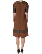 Dolce & Gabbana Brown Wool Rhinestone Embellished Midi Dress