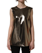 Dolce & Gabbana Metallic Bronze Roundneck SleevelessTank Top