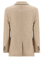 Max Mara Beige Alpaca Leather Blazer