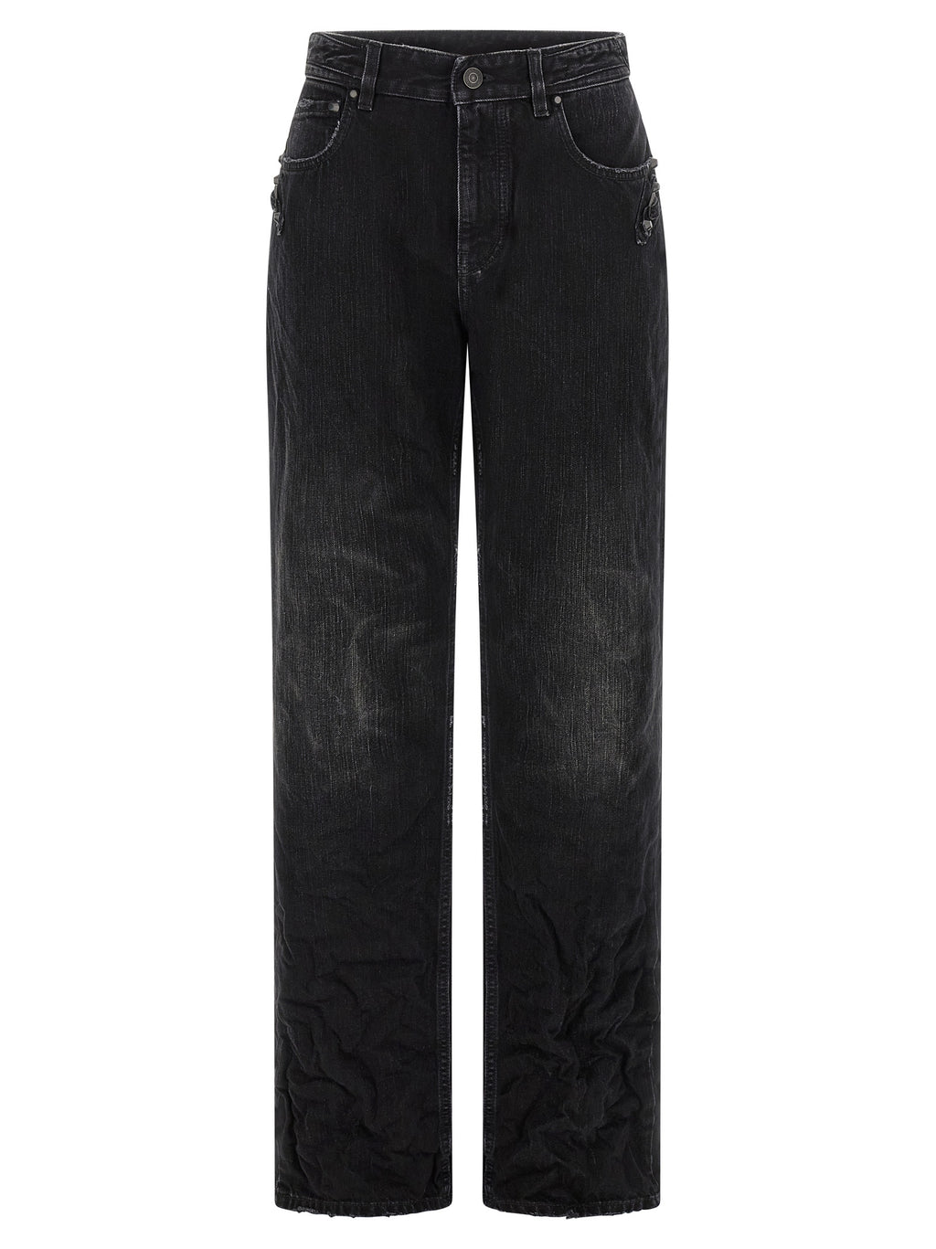 Balenciaga Black Cotton Straight-Leg Jeans