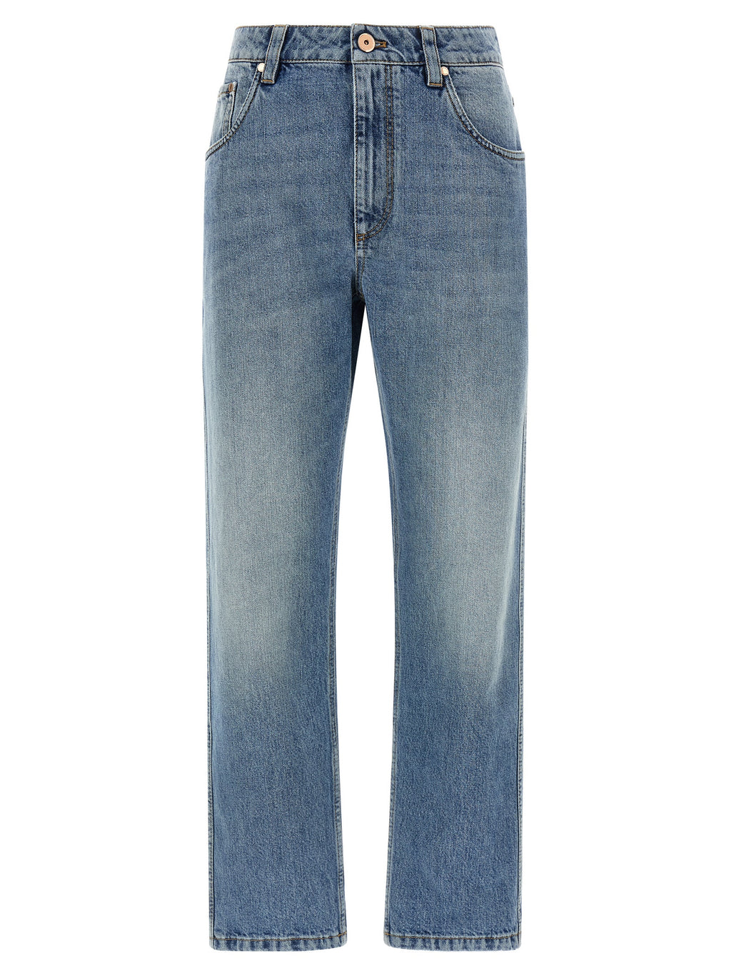 Brunello Cucinelli Blue Cotton Straight-Leg Jeans