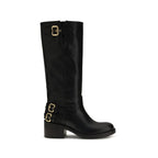 Chloé Black Calf Leather Bos Taurus Flat Boots