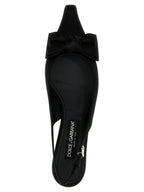 Dolce & Gabbana Black Viscose Mid Heel Pumps