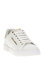 Dolce & Gabbana Gold Calfskin Low Top Sneakers