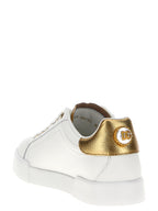 Dolce & Gabbana Gold Calfskin Low Top Sneakers