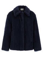 Max Mara Blue Alpaca Leather Coat
