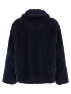 Max Mara Blue Alpaca Leather Coat