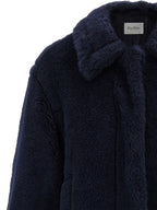Max Mara Blue Alpaca Leather Coat