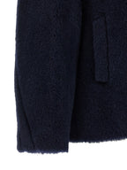 Max Mara Blue Alpaca Leather Coat