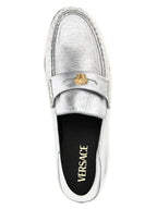 Versace Silver Lamb Leather Slip-On Loafers