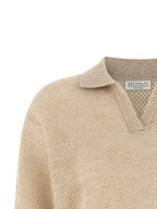 Brunello Cucinelli Gold Wool Polo Shirt