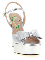 Valentino Garavani Silver Leather Stiletto Heel Sandals
