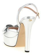 Valentino Garavani Silver Leather Stiletto Heel Sandals