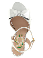 Valentino Garavani Silver Leather Stiletto Heel Sandals