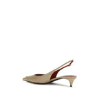 Valentino Garavani Beige Calf Leather Bos Taurus Mid Heel Pumps