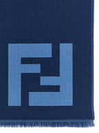 Fendi Blue Virgin Wool Scarf