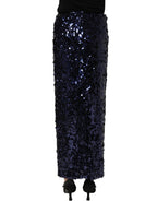 Dolce & Gabbana Blue Sequin High Waist PencilCut Midi Skirt