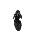 Saint Laurent Black Calf Leather Bos Taurus Platform Sandals