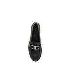 Ferragamo Black Calf Leather Bos Taurus Slip-On Loafers