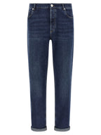 Brunello Cucinelli Blue Cotton Straight-Leg Jeans